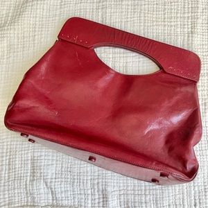 Monsac Bags Monsac Original Vintage Red Leather Domed Clutch